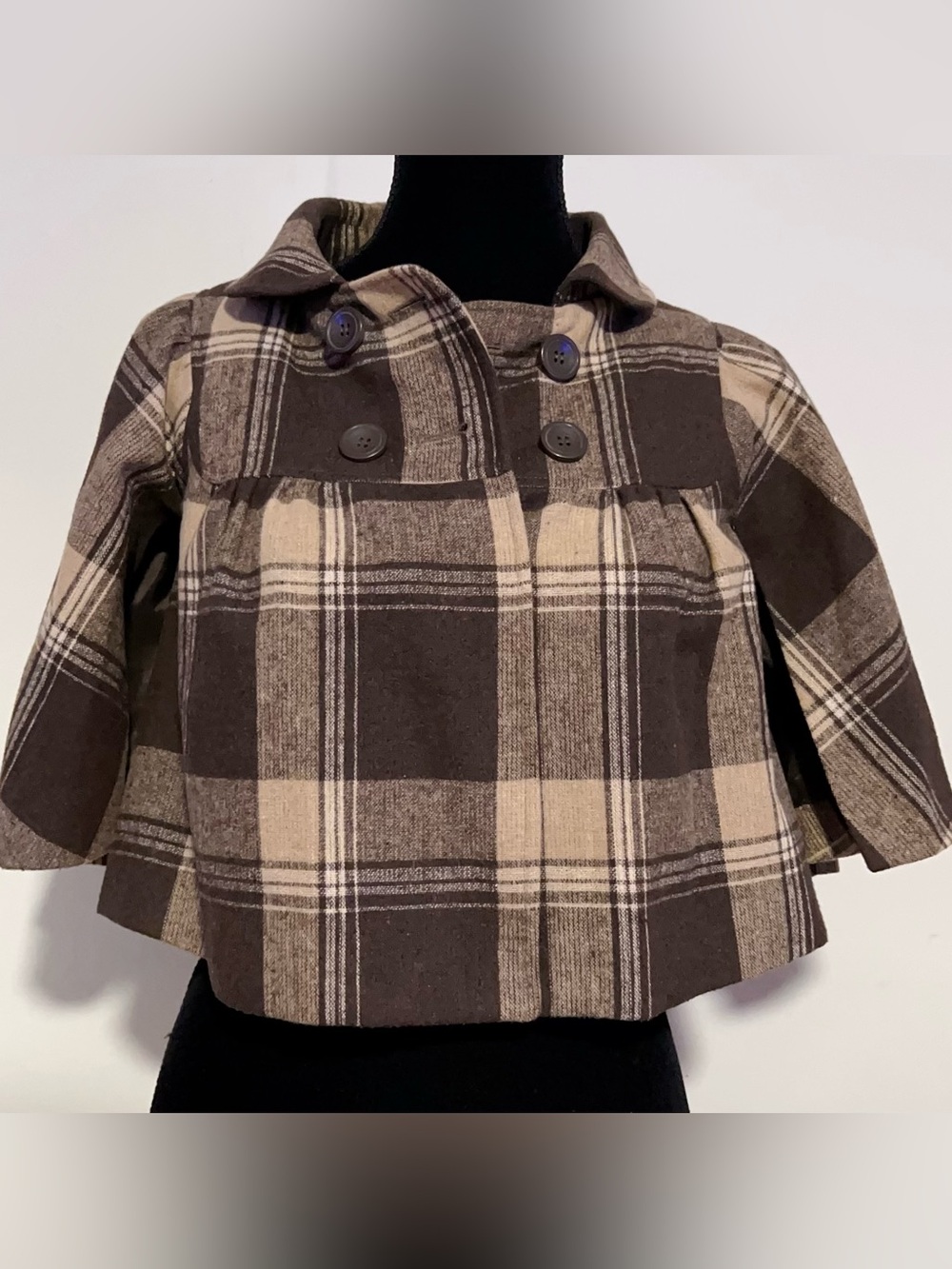 Lapis Brown Cape Plaid Blazer Classic Style